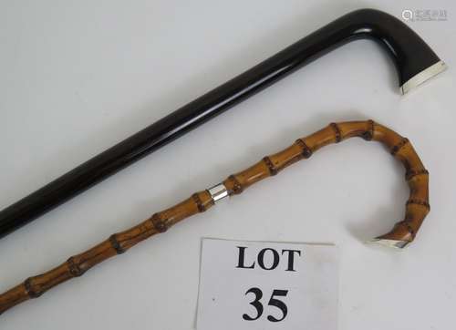 A high quality Edwardian silver mounted ebony or rosewood wa...