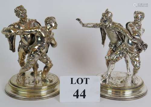 A pair of 19th Century silver plated brass statues signed Em...