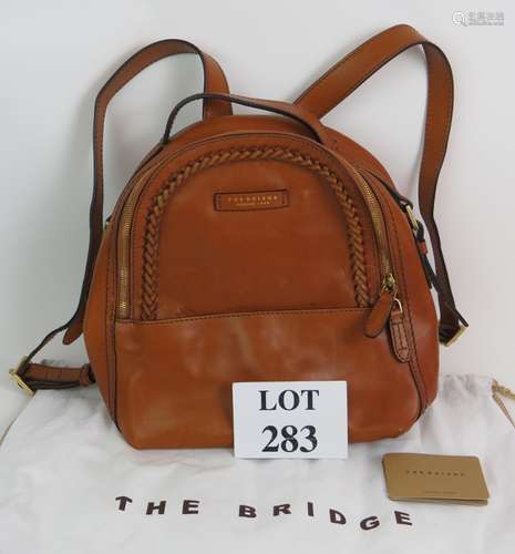 A The Bridge tan leather Pearl District backpack hand bag wi...