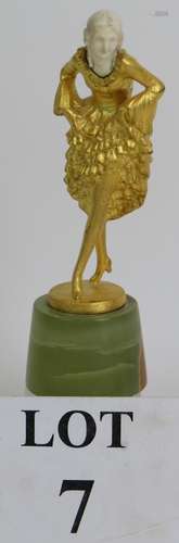 A signed gilt bronze and ivory figure of a dancer by Josef L...