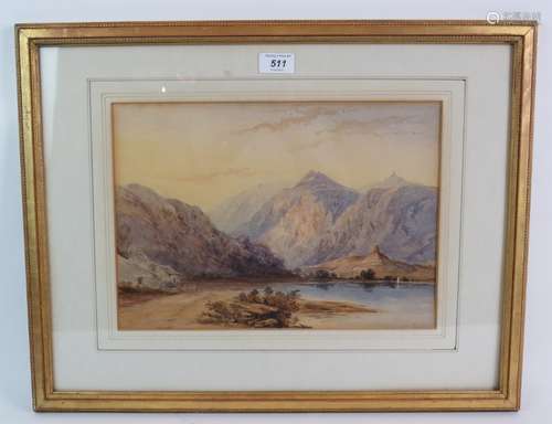 British School (19th century) - 'Mountainous lake scene', wa...