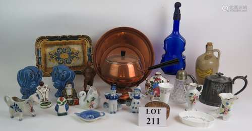 A lot of mixed collectables including a copper fondue set, a...