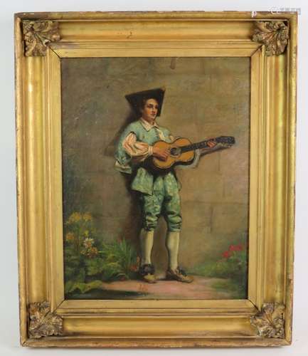 Continental School - 'Male Guitar Player in 19th Century Cos...