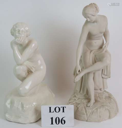 An antique Keys and Mountford Parian Ware figure of Venus re...