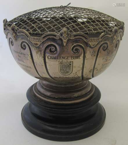 A large silver rose bowl & stand, 'Challenge Bowl 16th July ...