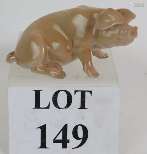 A Bing and Grondahl Danish porcelain pig, number 1582A. Leng...