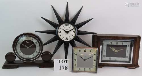 Three 1950's Art Deco revival mantel clocks one with quartz ...