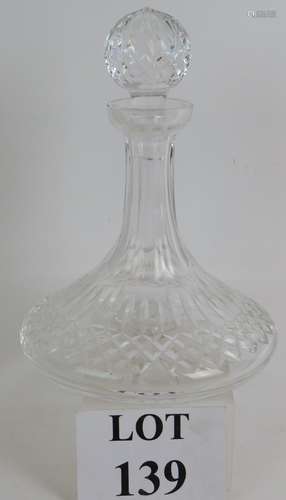 A good quality cut crystal ship's decanter. Possibly Waterfo...