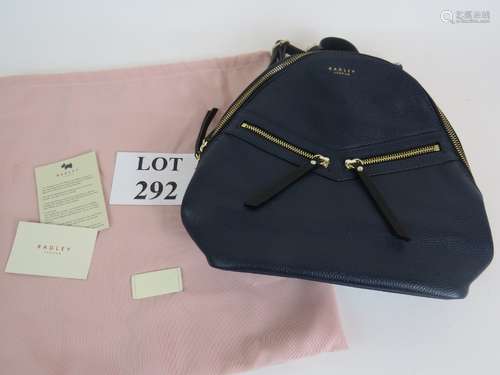 A Radley fashion backpack in navy blue grained leather with ...