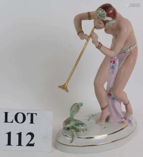 An early 20th Century Art Deco Royal Dux porcelain snake cha...