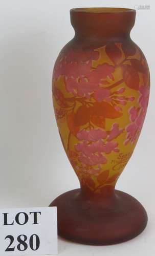 A Gallé style Spirit of the Millennium cameo glass vase deco...