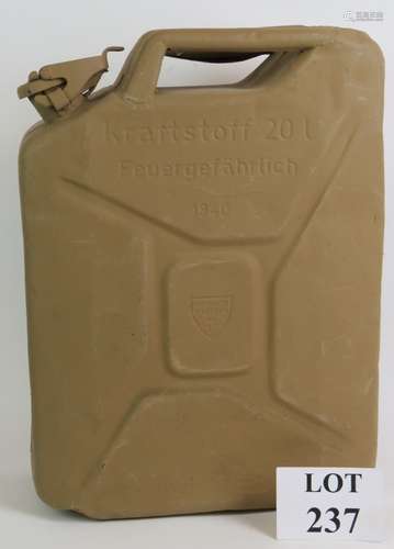 A WW2 German jerry can stamped Kraftsoff 20L, Feuergerfárlic...