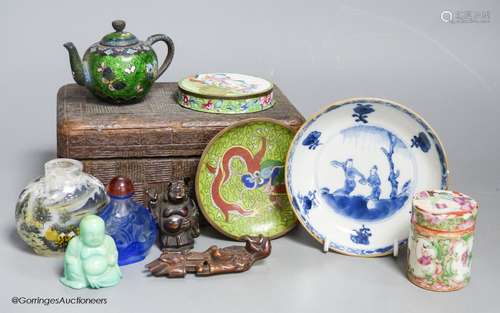 A small miscellaneous Oriental collection including enamel s...