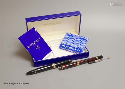 A Mont Blanc fountain pen and a Waterman fountain pen