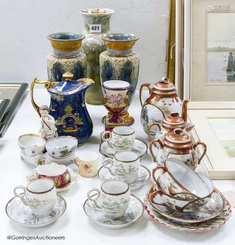 A pair of Royal Doulton vases, a Carltonware jug and other W...