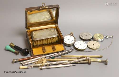 Mixed items including pocket watches, movements, pencils inc...