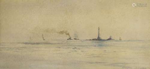 Rowland Langmaid (1897-1956), watercolour, Shipping passing ...