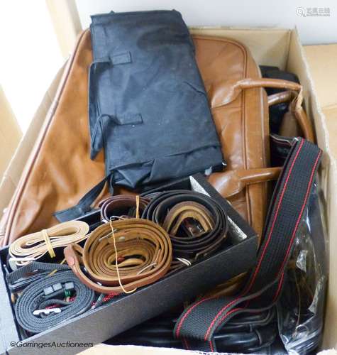 A large collection of leather camera bags, leather camera st...