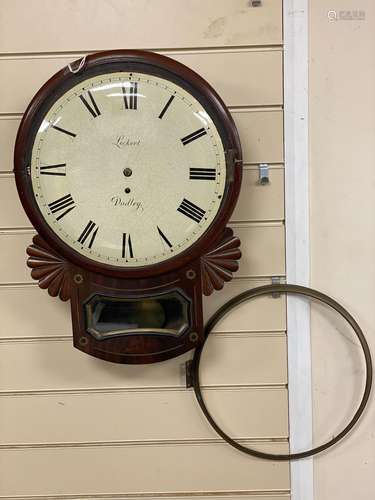 An early 19th century mahogany drop-dial wall clock, signed ...