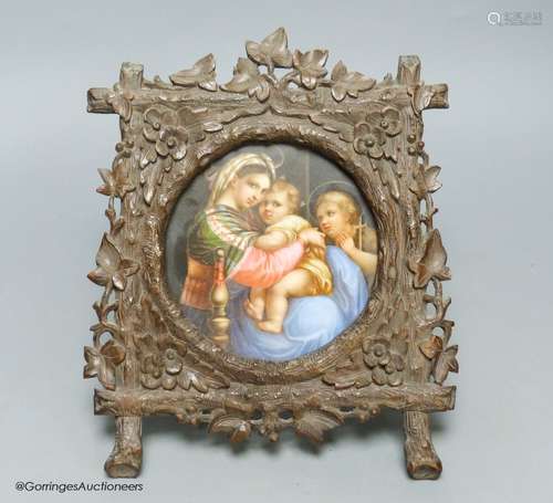 A late 19th century Paris porcelain plaque, depicting Madonn...