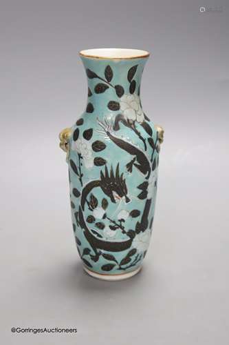 A Chinese turquoise glazed 'dragon' vase, c.1900, height 18c...