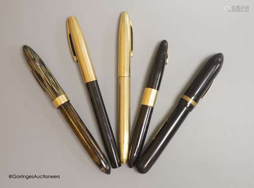 Five Sheaffer fountain pens