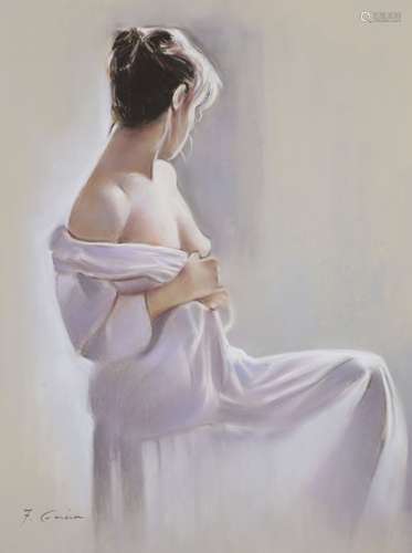 F. Garcia, pastel, Study of semi-nude girl, signed, 62 x 48c...