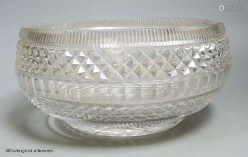 A late 19th century Irish cut glass bowl, possibly Waterford...