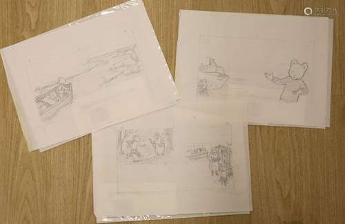 Jon Davies, three original pencil sketches for Rupert The Be...