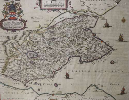 Johannes Blaeu, coloured engraving, Map of Fife, 'Fifae vice...