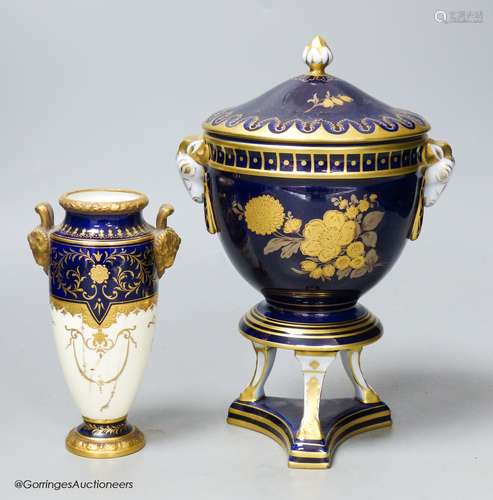 A Heutschenreuther porcelain vase and cover and a small Coal...