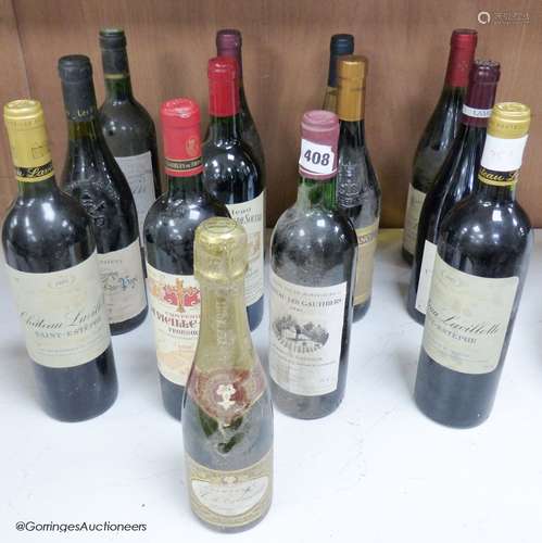 Twelve bottles of mixed wines including two bottles of Chate...