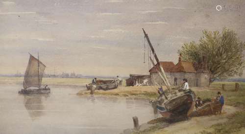 Samuel Standige Boden (1826-1882), watercolour, Estuary scen...