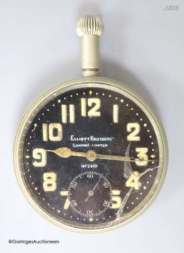 An early 20th century nickel cased black dial cockpit watch,...