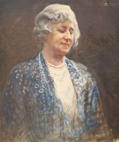 Percy Beer, oil on canvas laid on board, Portrait of Mrs M. ...