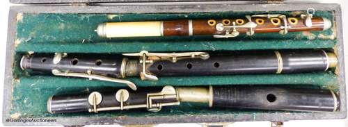 An incomplete Jerome Thibonville Lamey clarinet and an ivory...