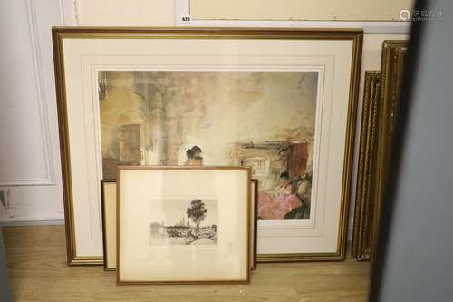 Sir William Russell Flint, limited edition print, Interior w...