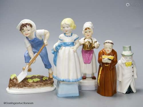 Three Royal Worcester figures, 'Saturday's Child', 'Monday's...