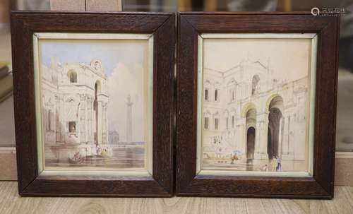 Manner of Prout (19th C.), pair of watercolours, Views of Ve...