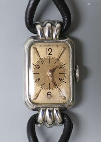 A lady's Art Deco stainless steel Jaeger LeCoultre rectangul...