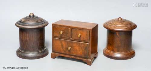 Two 19th-century Lignum vitae string boxes and a Georgian st...