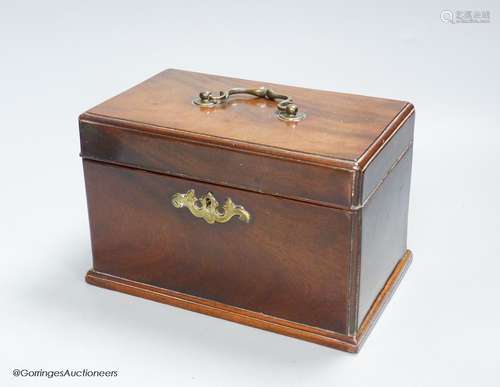 A George III mahogany tea caddy, with a concealed drawer to ...