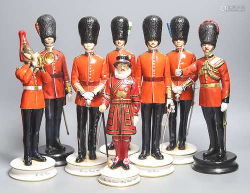 Eight limited edition ceramic figures by Michael Sutty, comp...