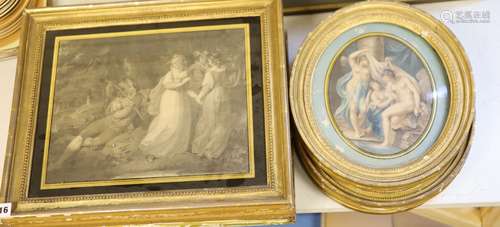 After Cipriani, pair of eglomise framed engravings, Venus an...