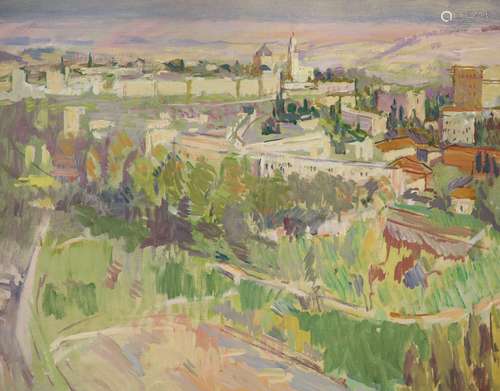 David Graham (1926-), oil on canvas, The Old City, Jerusalem...