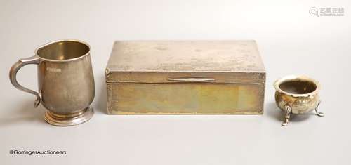 A George V silver rectangular cigarette box, Birmingham, 192...