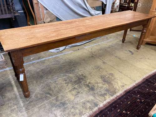 A Victorian style narrow oak rectangular refectory or servin...