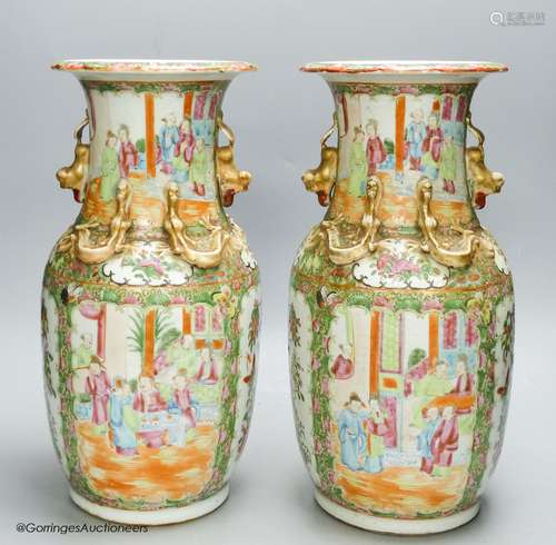 A pair of 19th century Chinese famille rose vases, height 36...