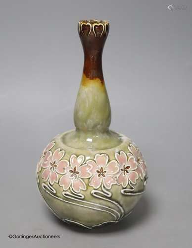 A Royal Doulton stoneware pink flower vase by Eliza Simmance...