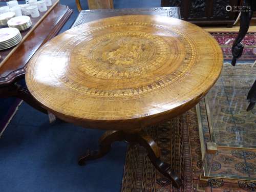 A 19th century Sorrento inlaid table, decorated centrally wi...